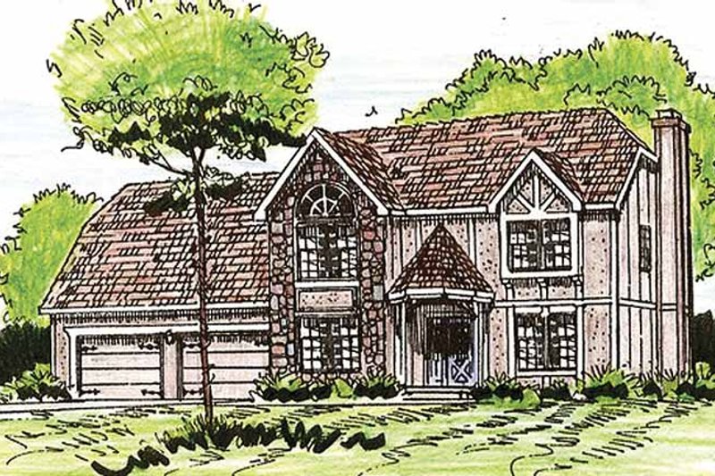 Tudor Style House Plan - 4 Beds 2.5 Baths 2690 Sq/Ft Plan #405-320