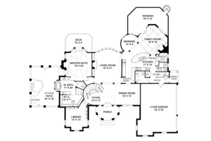 Floor Plan - Main Floor for European House Plan #119-421 - 4 bed, 4.5 bath