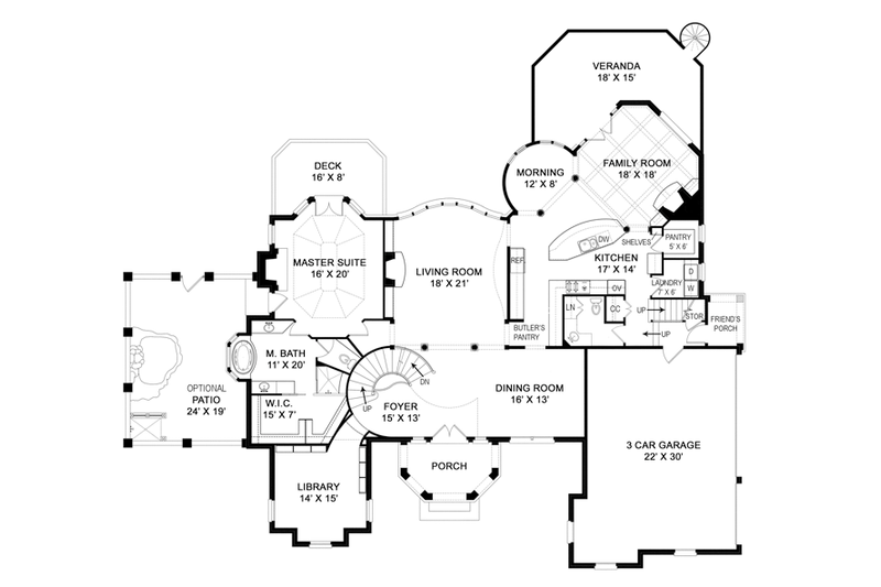 Dream House Plan - Floor Plan - Main Floor for European House Plan #119-421 - 4 bed, 4.5 bath