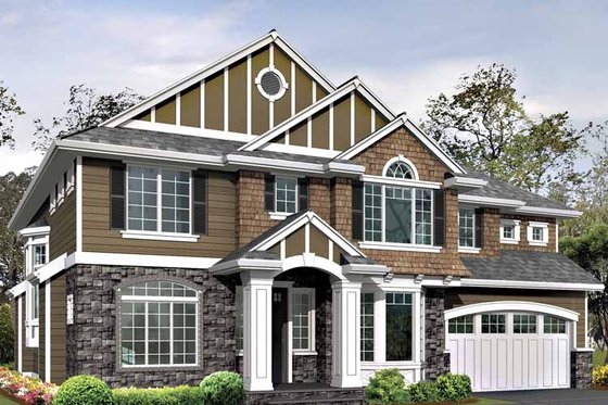 Exterior - Front Elevation 3 for Craftsman House Plan #132-423 - 4 bed, 2.5 bath