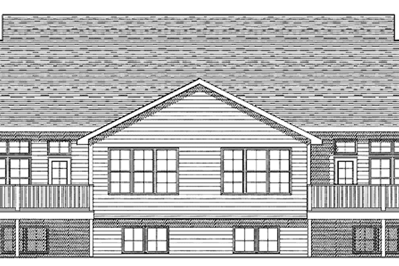 Home Plan - Exterior - Rear Elevation for Bungalow House Plan #70-1391 - 6 bed, 4 bath