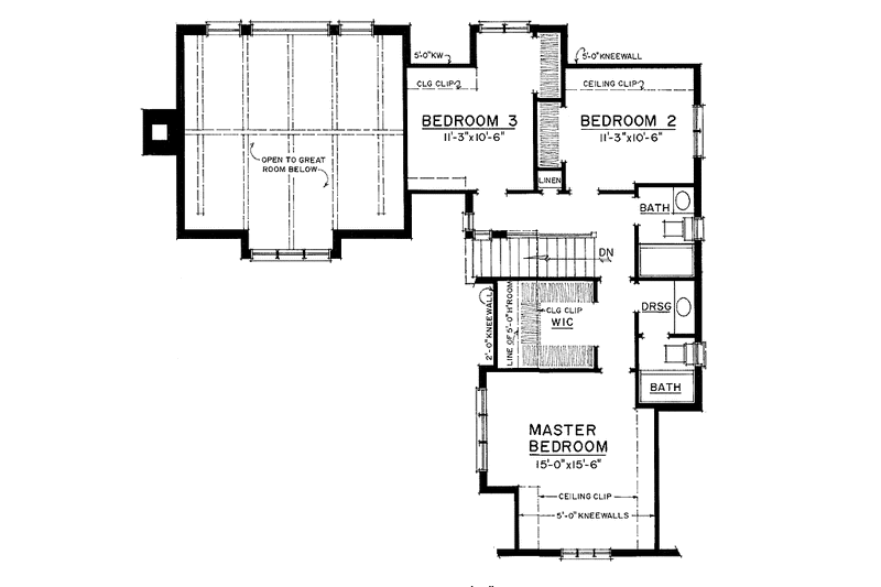 Architectural House Design - Floor Plan - Upper Floor for Country House Plan #1016-80 - 3 bed, 2.5 bath