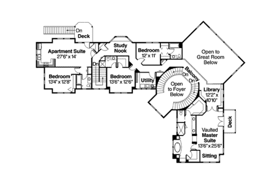 Floor Plan - Upper Floor for Craftsman House Plan #124-455 - 4 bed, 5.5 bath