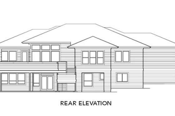 Exterior - Rear Elevation 1 for Prairie House Plan #48-293 - 4 bed, 3.5 bath