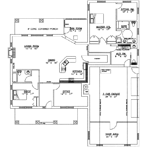 Home Plan - Traditional Floor Plan - Main Floor Plan #117-151