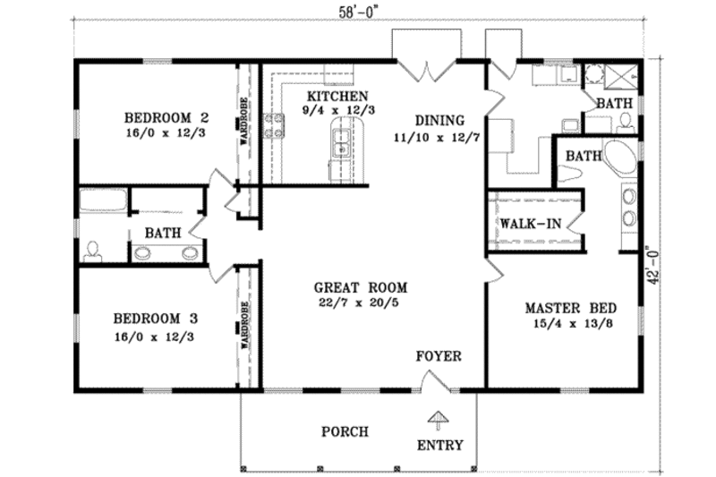 Mediterranean Style House Plan - 3 Beds 3 Baths 1972 Sq/Ft Plan #1-789 ...