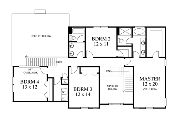 Architectural House Design - Colonial Floor Plan - Upper Floor Plan #1053-48