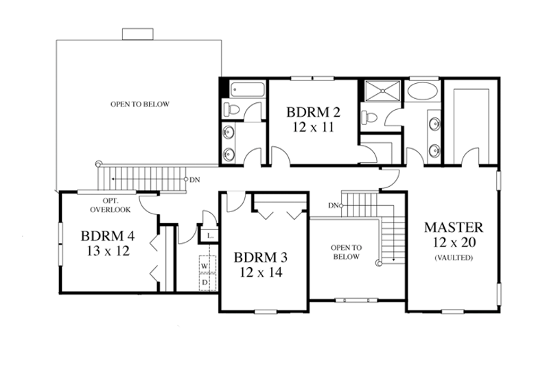Home Plan - Floor Plan - Upper Floor for Colonial House Plan #1053-48 - 4 bed, 2.5 bath