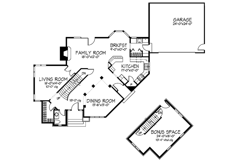 Architectural House Design - Floor Plan - Main Floor for European House Plan #320-910 - 4 bed, 2.5 bath
