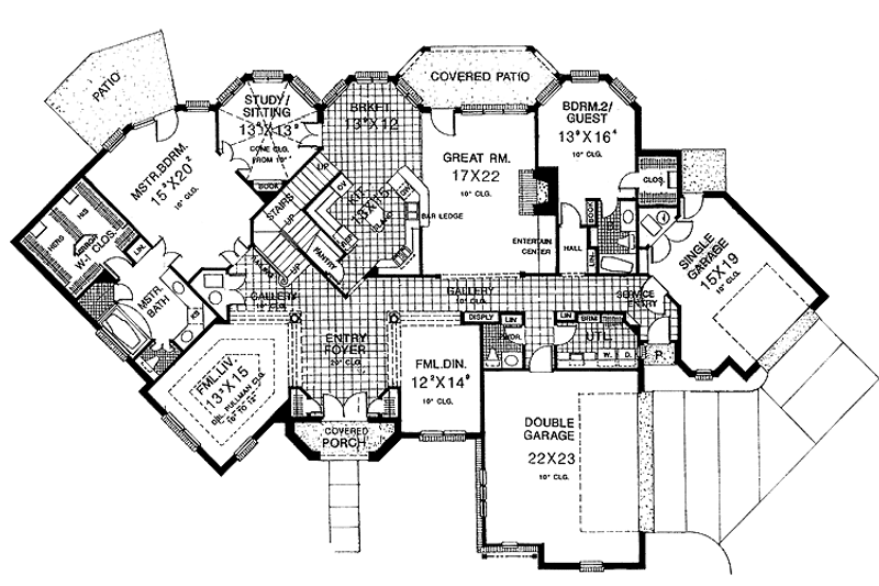 Home Plan - Floor Plan - Main Floor for European House Plan #310-1174 - 4 bed, 4.5 bath