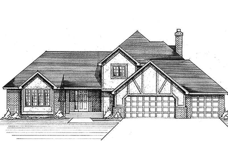 Dream House Plan - Exterior - Front Elevation 3 for Tudor House Plan #51-733 - 3 bed, 2.5 bath