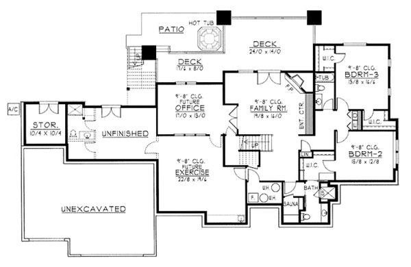 House Blueprint - Craftsman Floor Plan - Lower Floor Plan #1037-14