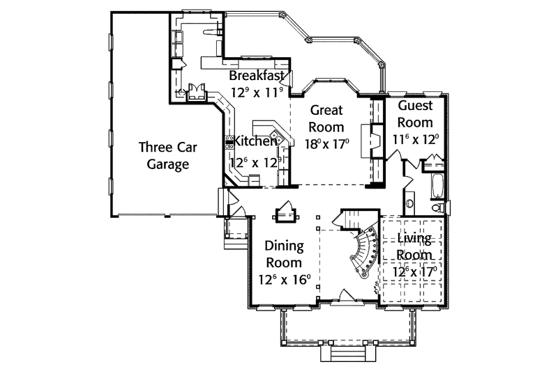 Dream House Plan - Floor Plan - Main Floor for Colonial House Plan #429-323 - 5 bed, 4 bath