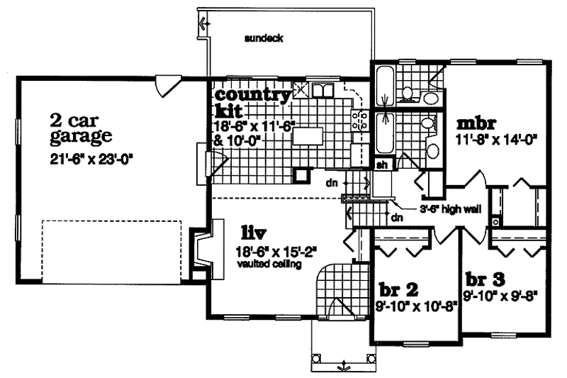 Architectural House Design - Floor Plan - Main Floor for Contemporary House Plan #47-898 - 3 bed, 2 bath