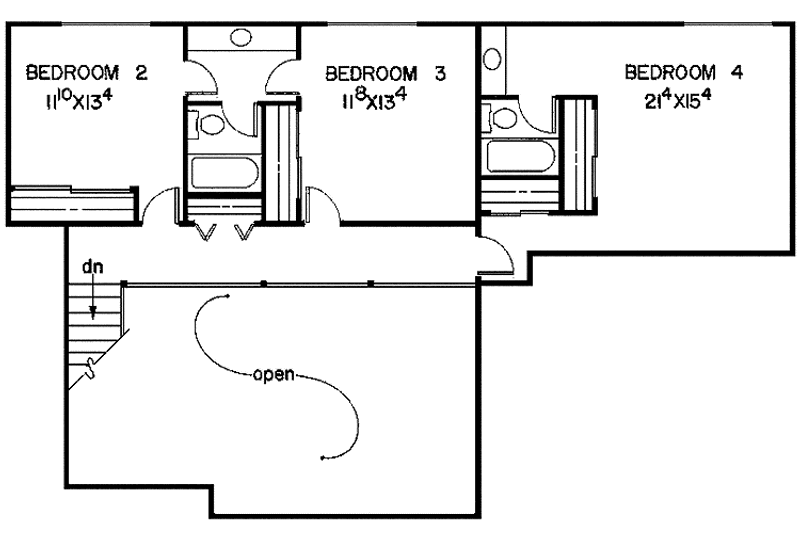 Home Plan - Floor Plan - Upper Floor for Contemporary House Plan #60-761 - 4 bed, 3.5 bath