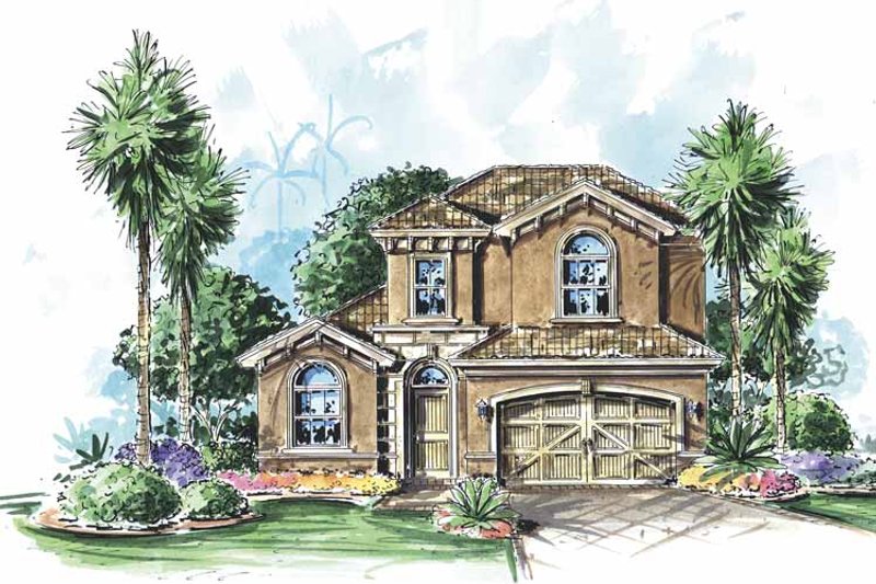 Home Plan - Exterior - Front Elevation 3 for Mediterranean House Plan #1017-89 - 3 bed, 2.5 bath