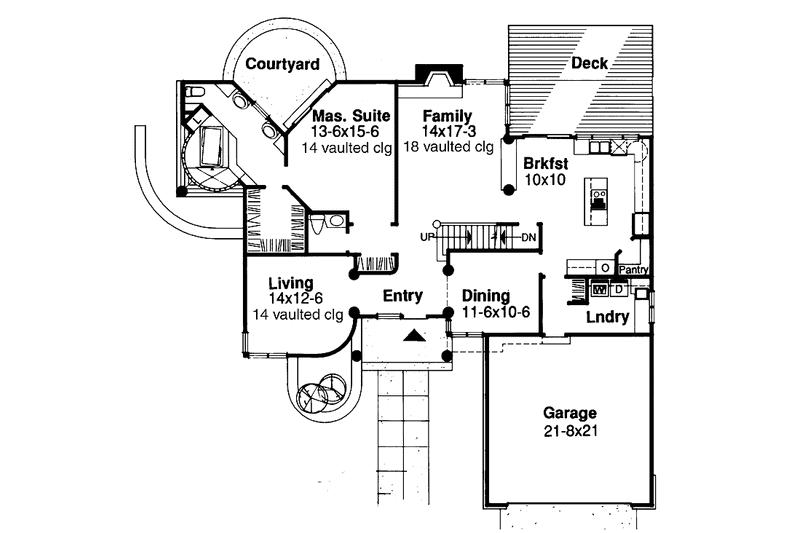 Home Plan - Floor Plan - Main Floor for European House Plan #320-738 - 4 bed, 2.5 bath