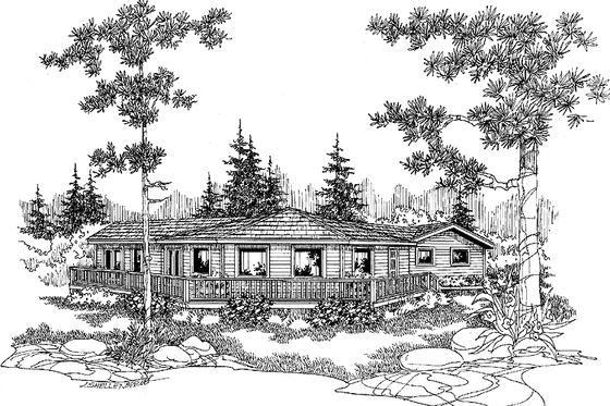 Exterior - Front Elevation 3 for Contemporary House Plan #60-1004 - 2 bed, 2.5 bath