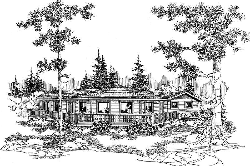House Blueprint - Exterior - Front Elevation 3 for Contemporary House Plan #60-1004 - 2 bed, 2.5 bath