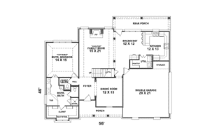 Floor Plan - Main Floor for Traditional House Plan #81-231 - 3 bed, 2.5 bath