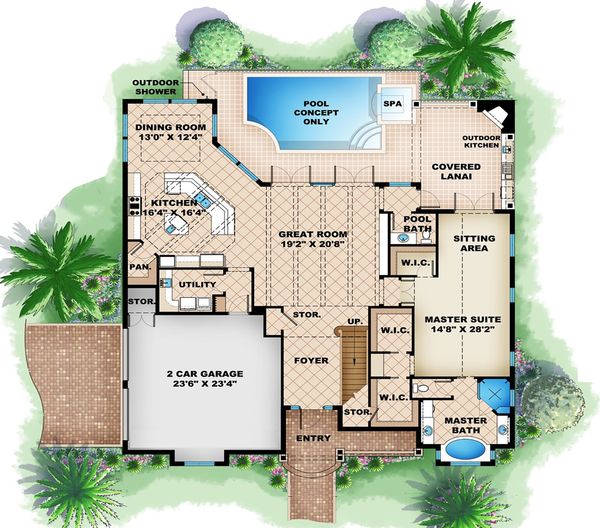 Beach Floor Plan - Main Floor Plan #27-519