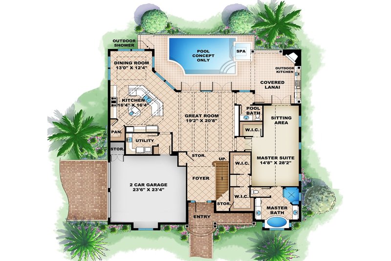 Beach Style House Plan - 4 Beds 4.5 Baths 4905 Sq Ft Plan #27-519 