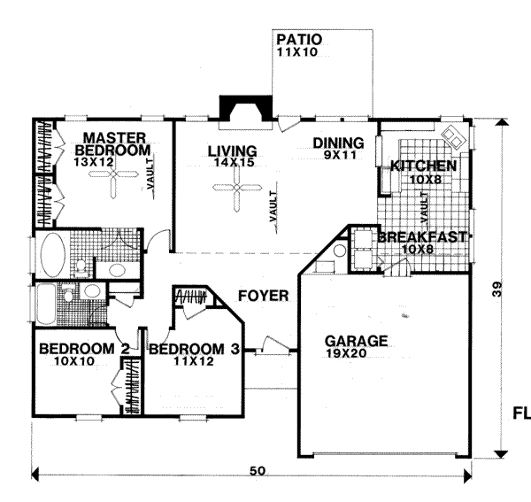 House Blueprint - Southern Floor Plan - Main Floor Plan #56-111