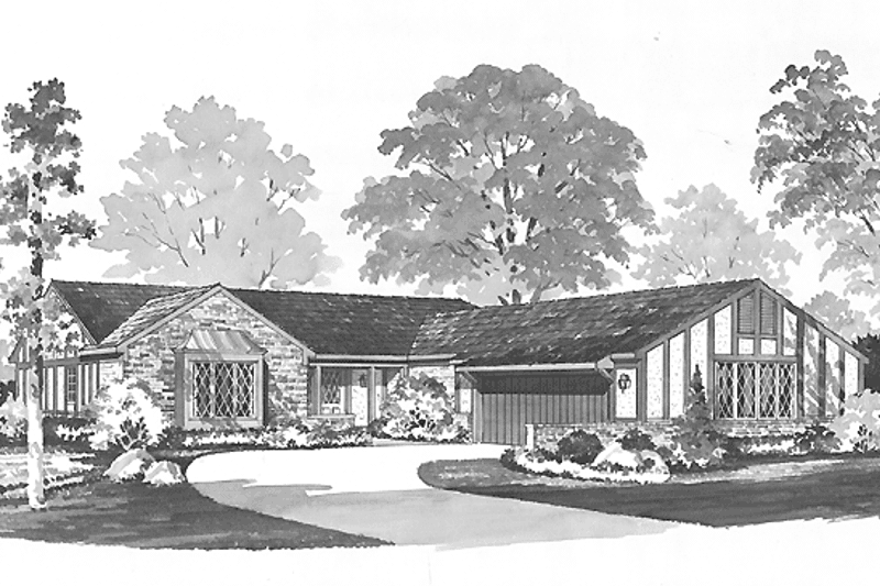House Blueprint - Exterior - Front Elevation 3 for European House Plan #72-701 - 3 bed, 2.5 bath