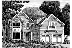 Exterior - Front Elevation 3 for Colonial House Plan #927-891 - 3 bed, 3.5 bath