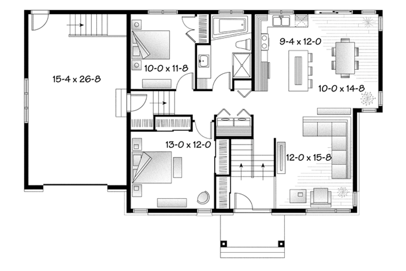 Dream House Plan - Floor Plan - Main Floor for Contemporary House Plan #23-2568 - 2 bed, 1 bath