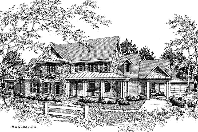 House Blueprint - Exterior - Front Elevation 3 for Country House Plan #952-101 - 4 bed, 4.5 bath