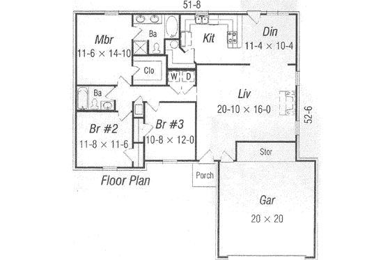 Floor Plan - Main Floor for Traditional House Plan #329-151 - 3 bed, 2 bath
