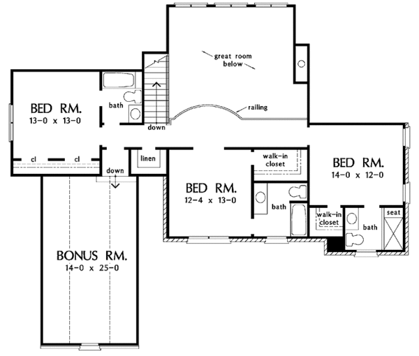 House Plan Design - Traditional Floor Plan - Upper Floor Plan #929-828