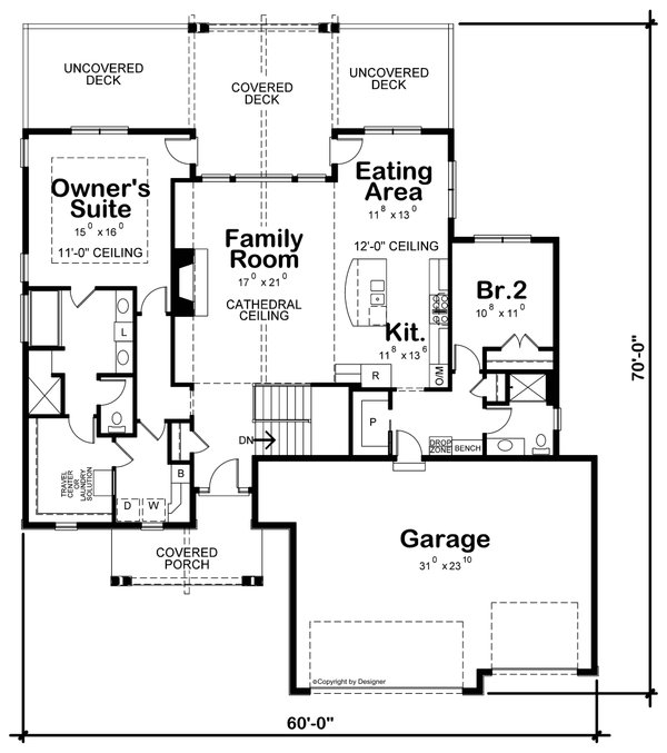 Dream House Plan - Craftsman Floor Plan - Main Floor Plan #20-2499