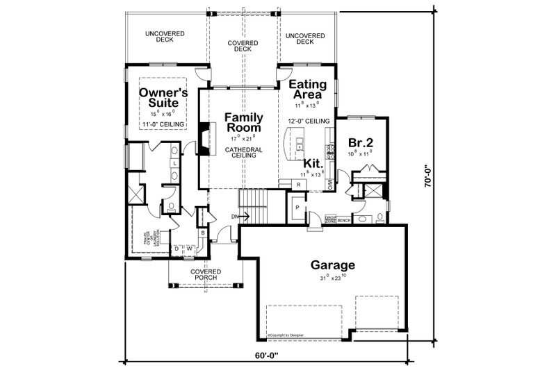 Dream House Plan - Floor Plan - Main Floor for Craftsman House Plan #20-2499 - 4 bed, 3 bath