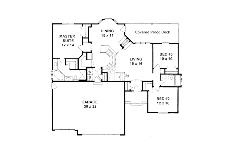Architectural House Design - Floor Plan - Main Floor for Traditional House Plan #58-209 - 3 bed, 2 bath