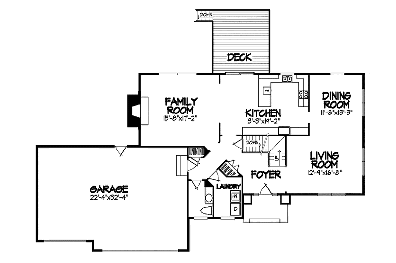Home Plan - Floor Plan - Main Floor for Traditional House Plan #320-892 - 4 bed, 2.5 bath