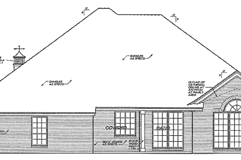 Home Plan - Exterior - Rear Elevation for Country House Plan #310-1148 - 4 bed, 2.5 bath