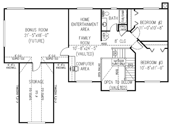 Home Plan - Country Floor Plan - Upper Floor Plan #11-268
