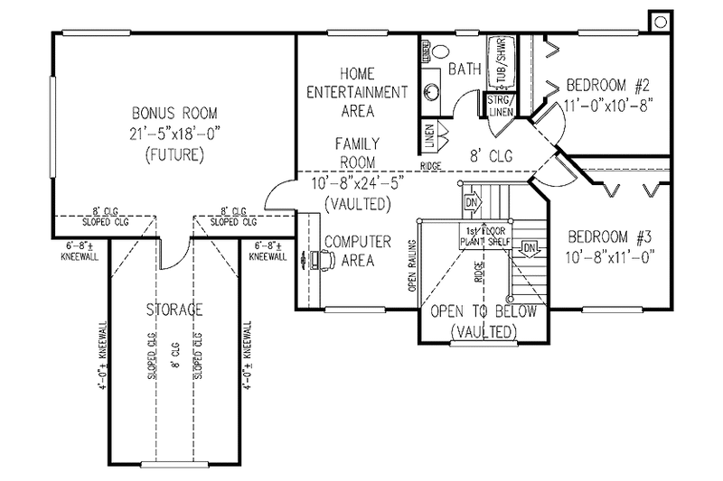 Architectural House Design - Floor Plan - Upper Floor for Country House Plan #11-268 - 3 bed, 2.5 bath