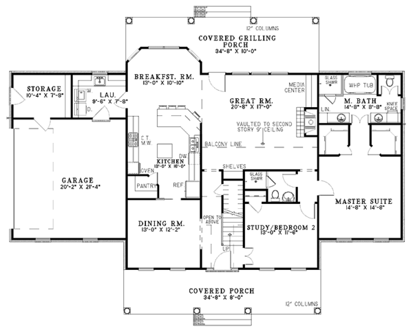 Architectural House Design - Colonial Floor Plan - Main Floor Plan #17-2895