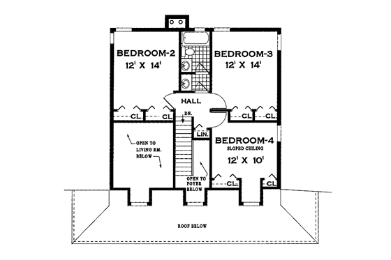 Floor Plan - Upper Floor for Farmhouse House Plan #3-248 - 4 bed, 2.5 bath