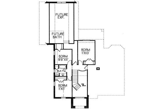 Floor Plan - Upper Floor for Traditional House Plan #141-106 - 4 bed, 2.5 bath