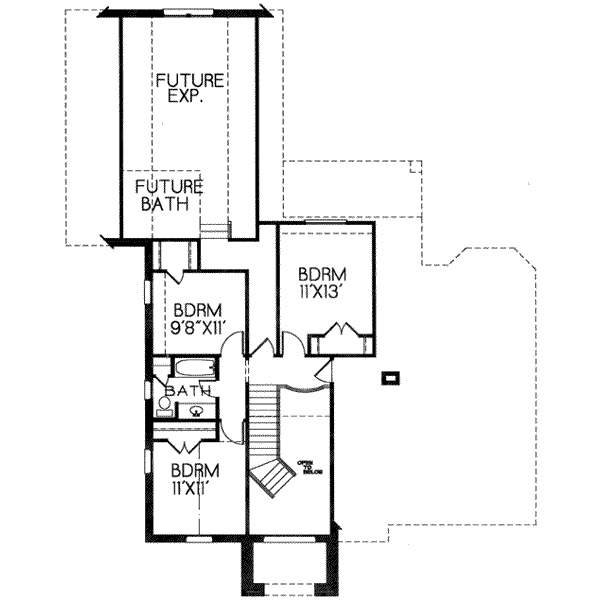 Traditional Floor Plan - Upper Floor Plan #141-106