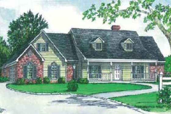 Exterior - Front Elevation for Country House Plan #16-154 - 3 bed, 2 bath