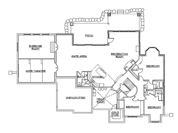 Architectural House Design - Craftsman Floor Plan - Lower Floor Plan #945-68
