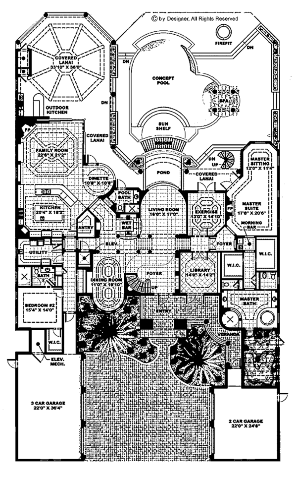 Dream House Plan - Mediterranean Floor Plan - Main Floor Plan #1017-45
