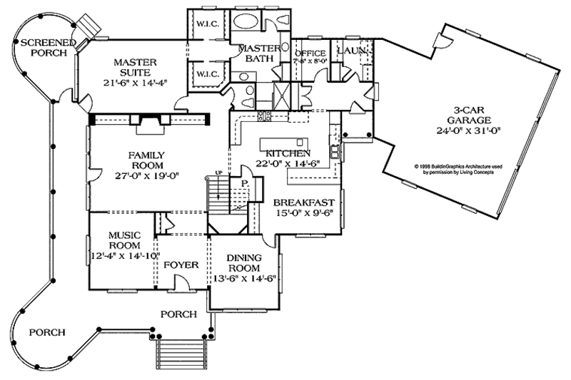 Architectural House Design - Floor Plan - Main Floor for Victorian House Plan #453-232 - 4 bed, 3.5 bath