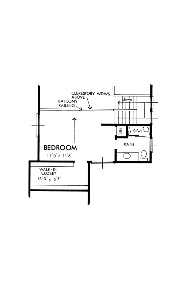 House Blueprint - Contemporary Floor Plan - Upper Floor Plan #320-1186