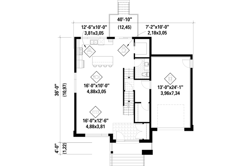 House Design - Floor Plan - Main Floor 1 for Contemporary House Plan #25-4875 - 2 bed, 2.5 bath